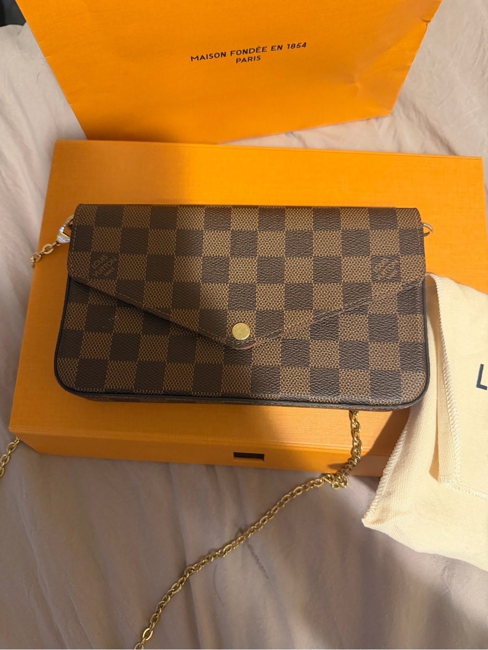 Louis Vuitton Brown Damier Ebene Chain Mini Crossbody - Picture 3 of 4